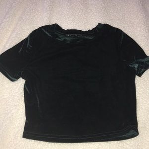 Green velvet crop top
